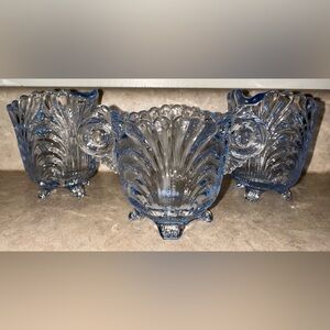 Cambridge‎ Caprice Moonlight Blue 2 Creamers & Open Sugar Bowl